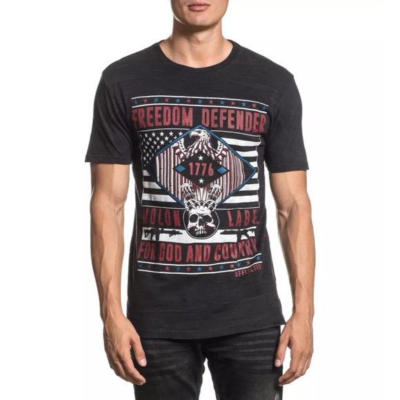 AFFLICTION Men's T-Shirt S/S IRON EAGLE Tee Black - Picture 2 of 11